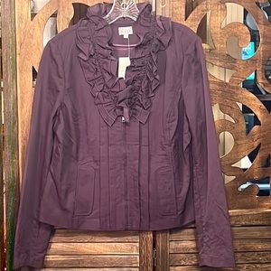 NWT Large Keren Hart ruffled neck & pleated chest down the zipper. Side pockets.